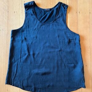 Quince black washable silk  pajama tank top M